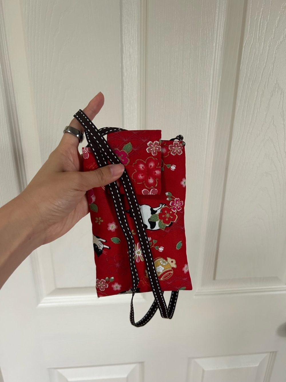 Red Floral & Animal Pattern Crossbody Pouch
